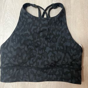 Lululemon high neck long line energy bra *black cheetah*